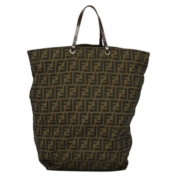 FENDI Zucca Canvas Hand Bag Brown Black Auth - Picture 6 of 16